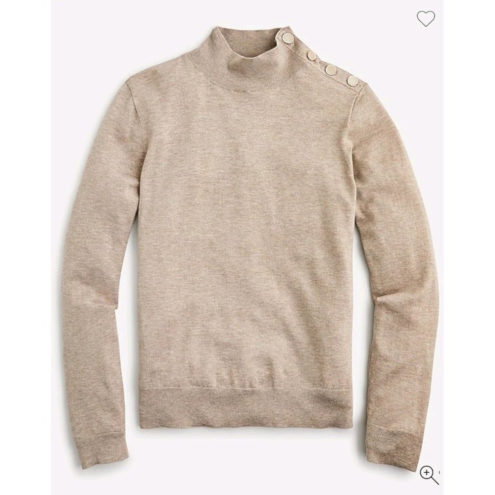 J Crew Silk Blend‎ Shoulder Button Sweater Heather Sandstone Size Small